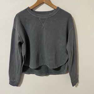 Outerknown Solstice Cutaway Crew Sweatshirt Gray Cropped Rounded Hem-Medium